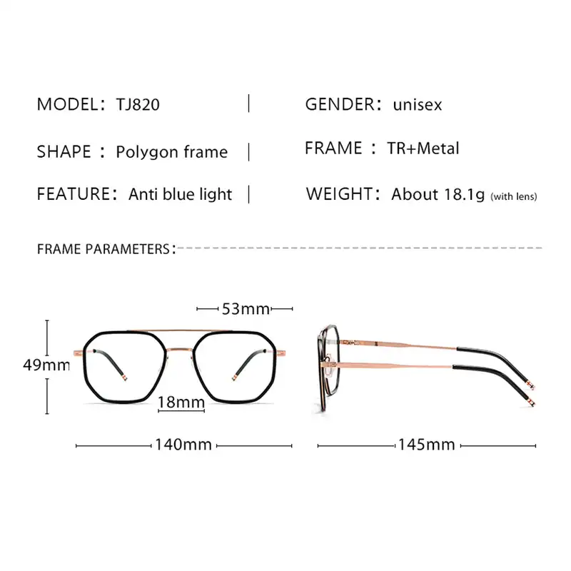 فریم عینک طبی مدل خلبانی کد TJ820G