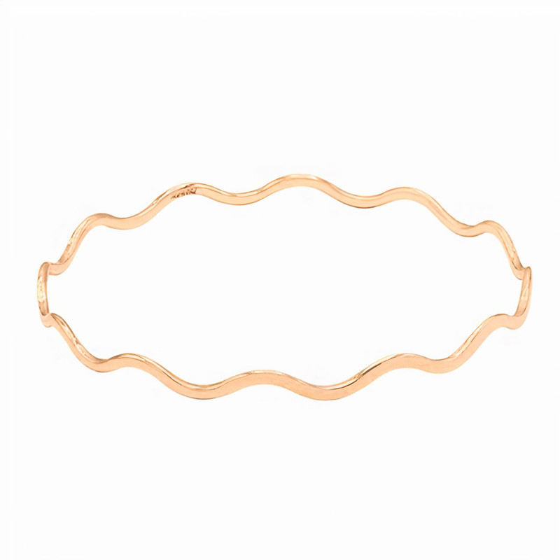 النگو طلا کم اجرت 18 عیار زنانه طلا و شمش برلیان مدل آینه ای موجی سایز 3