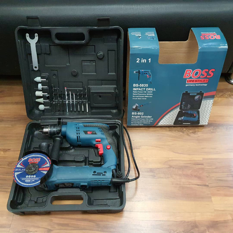 دریل چکشی و مینی فرز باس مدل BS-5835-802 مجموعه 2 عددی