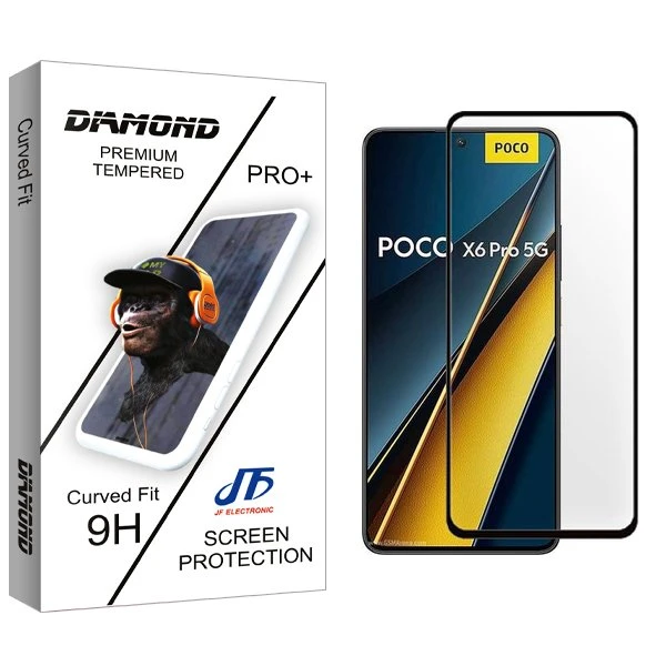 محافظ صفحه نمایش شیشه ای جی اف مدل Diamond FullGlue مناسب برای گوشی موبایل شیائومی poco x6 pro