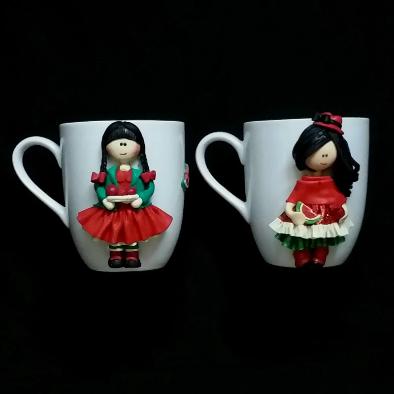 ماگ سرامیکی مدل دختر عروسکی کد L631 مجموعه 2 عددی