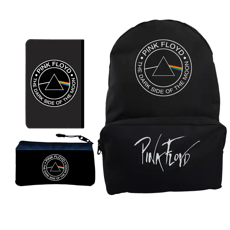 کوله پشتی مدل پینک فلویید کد 0025 به همراه جامدادی و کلاسور