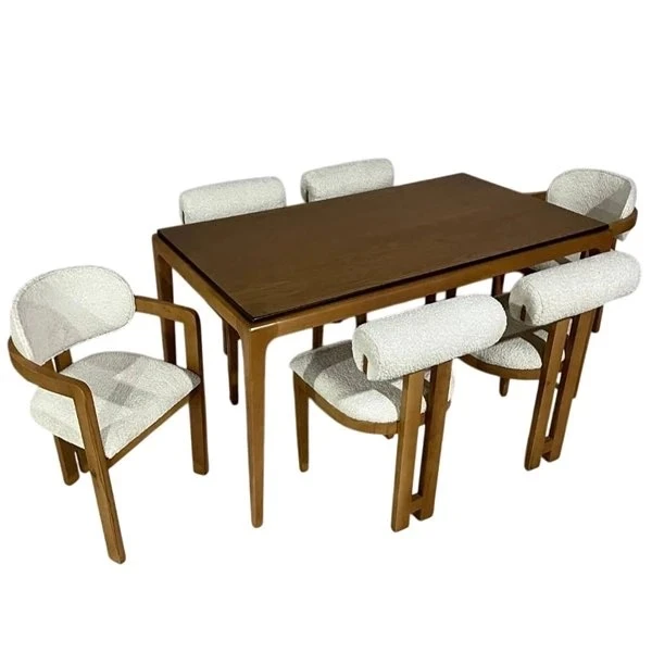 میز و صندلی ناهارخوری شش نفره گروه تولید اسپیناس مدل T-W-806