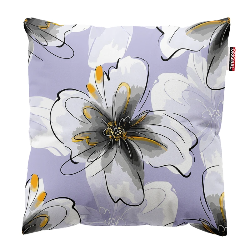 کوسن پاد آفرین مدل مینیمال طرح گل و برگ کد PK303660 سایز 30*30 سانتی متر