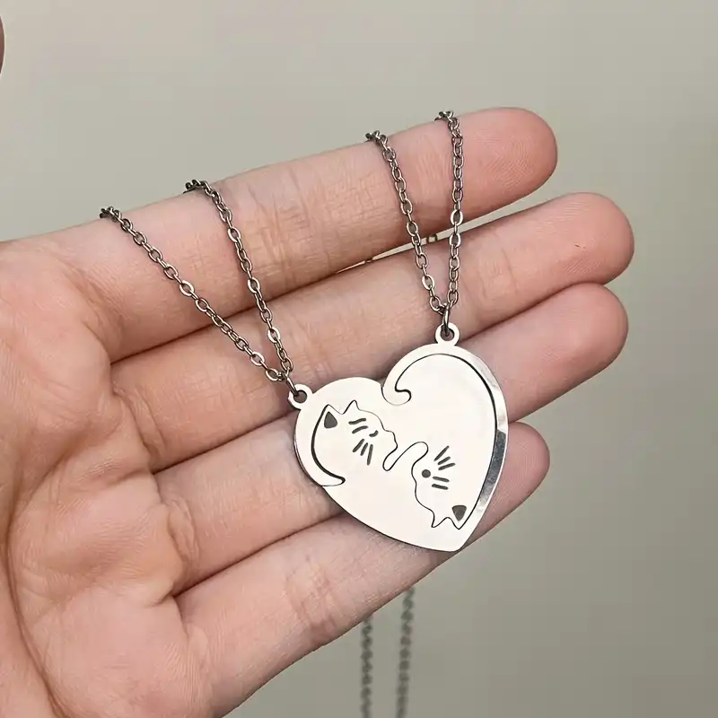 گردنبند مدل گربه قلبی مجموعه دو عددی