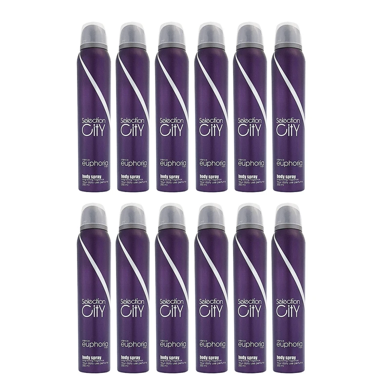 اسپری خوشبوکننده بدن مردانه سلکشن سیتی مدل euphoria men حجم 200 میلی لیتر مجموعه ۱۲ عددی