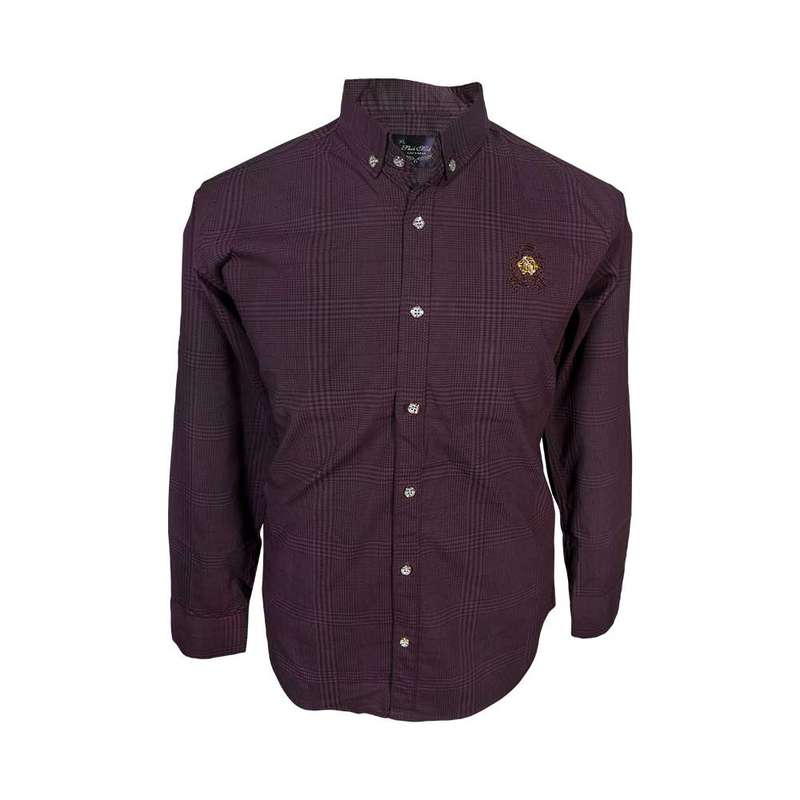 پیراهن آستین بلند مردانه مدل ساتن خطی کد 45-124086 رنگ زرشکی