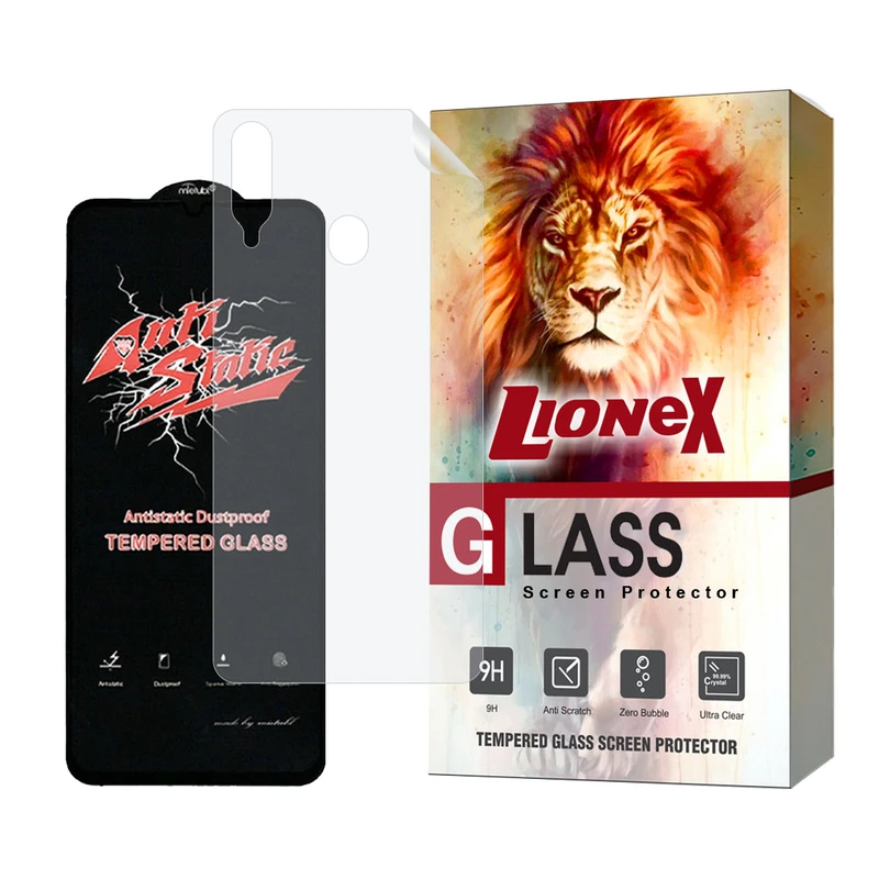 محافظ صفحه نمایش آنتی استاتیک لایونکس مدل ANTNABKLI  مناسب برای گوشی موبایل سامسونگ Galaxy A20s به همراه محافظ پشت گوشی