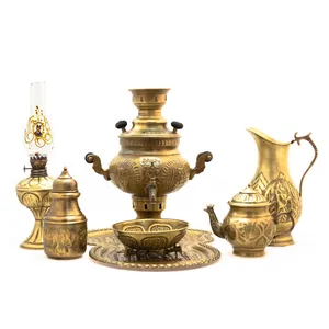 سرویس سماور ذغالی 7 پارچه برنجی کد S_4077