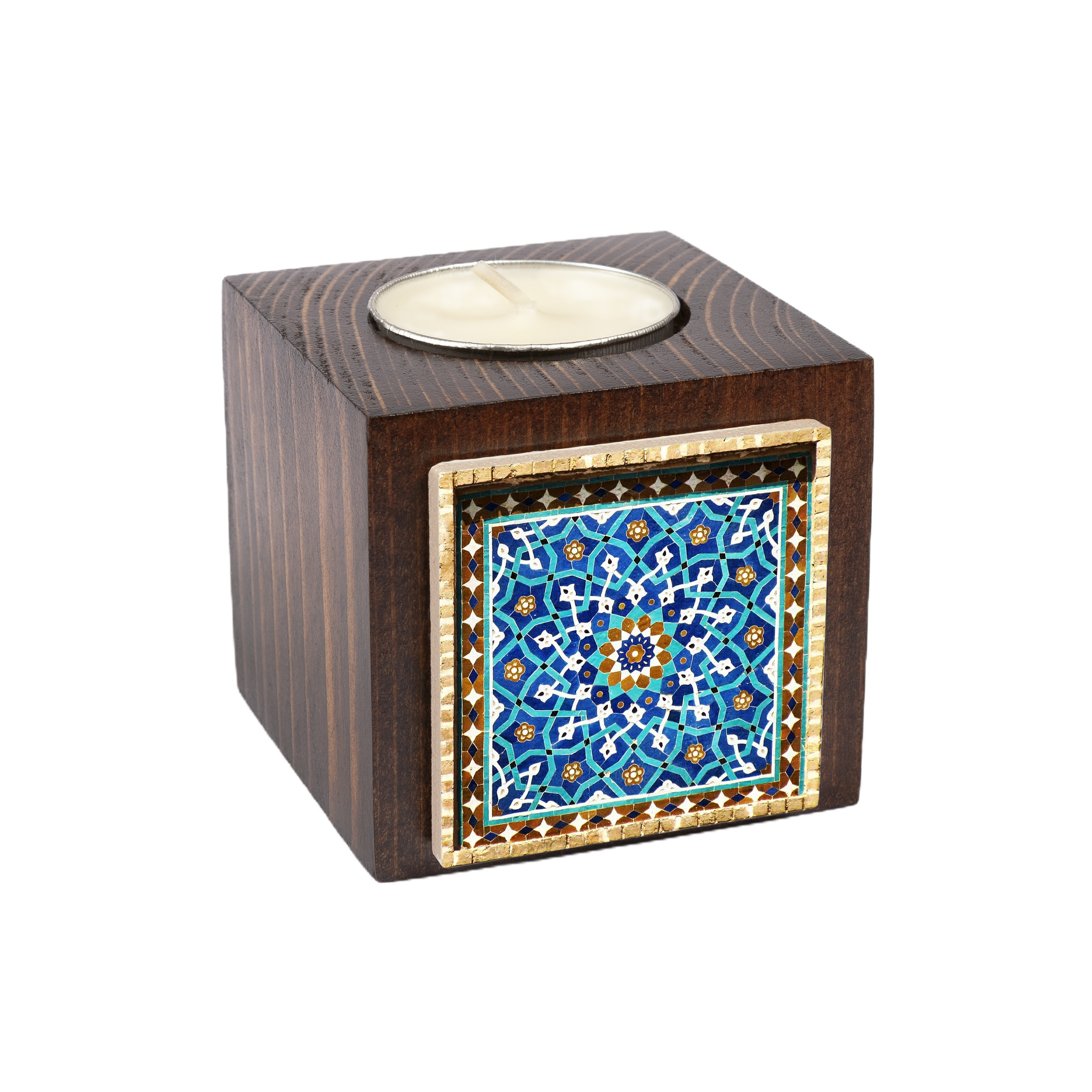 جاشمعی چوبی بیندو طرح تذهیب اسلیمی مدل JSHBD157