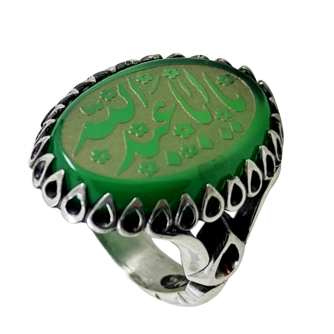 انگشتر نقره مردانه سلین کالا مدل عقیق خطی طرح  یااباعبدالله کد19 -  - 1