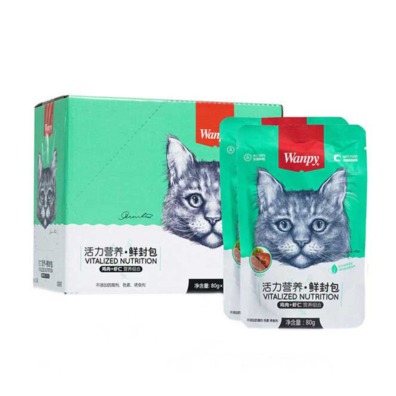 پوچ گربه ونپی مدل chinese series با طعم مرغ و خرچنگ بسته 10 عددی وزن 800 گرم