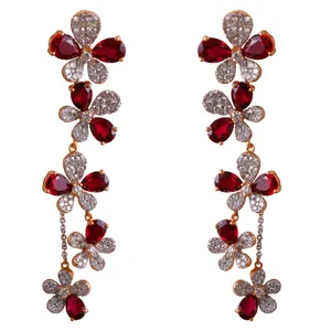 گوشواره طلا 18 عیار زنانه جواهری گاندی مدل 28583