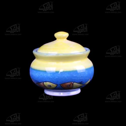 قندان سفالی‏ بدون پایه‏ نقاشی زیر لعابی‏ ‏‏‏رنگارنگ‏ طرح ‏ماهی‏ مدل 1004900008