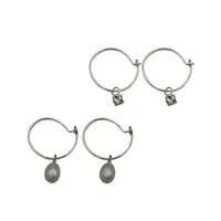 گوشواره نقره زنانه مدل آب شیرین مجموعه دو عددی