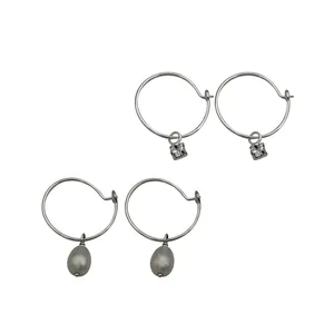 گوشواره نقره زنانه مدل آب شیرین مجموعه دو عددی