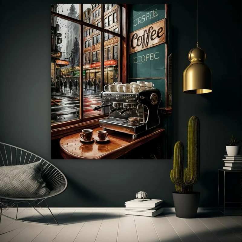 پوستر طرح مخمل قهوه ساز مدل شهر قدیمی کد BK23562