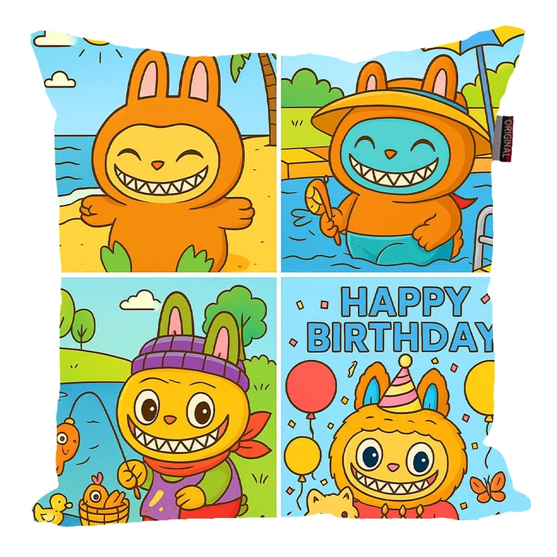 کوسن پاد آفرین مدل عروسک لبوبو کد PK301508 سایز 30*30 سانتی متر