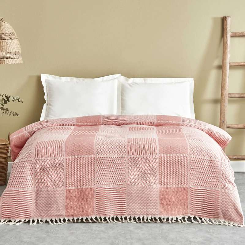 شال مبل کاراجا هوم مدل Luna Pembe Pike C.K دونفره سایز 220*200 سانتی متر