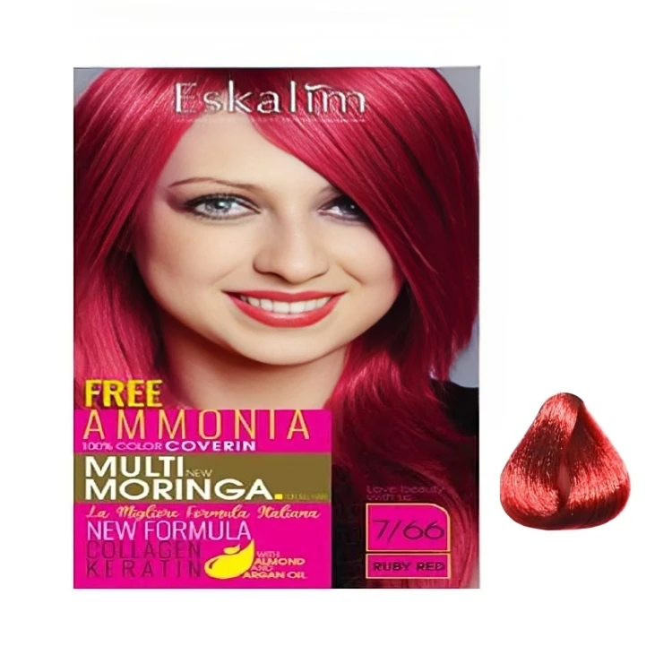 کیت رنگ مو اسکالیم شماره 7.66 حجم 100 میلی لیتر رنگ قرمز یاقوتی