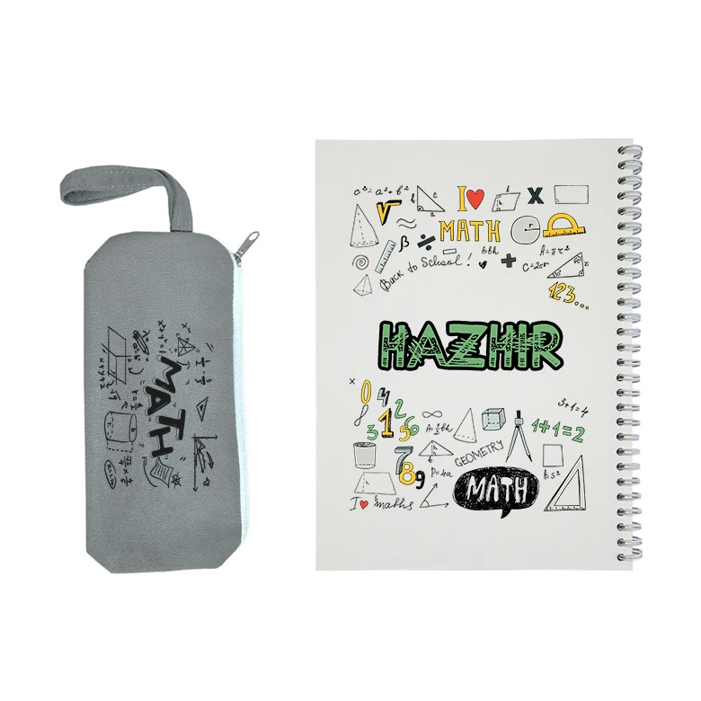 دفتر مشق 50 برگ طرح ریاضی مدل هژیر به همراه جامدادی