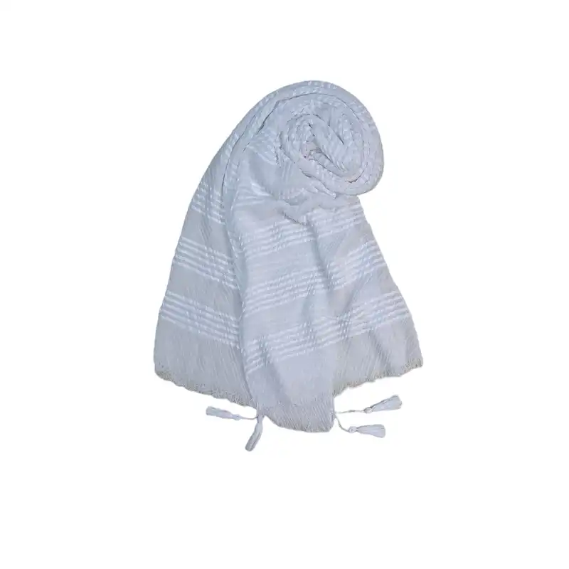 شال زنانه مدل نخی پلیسه منگوله دار