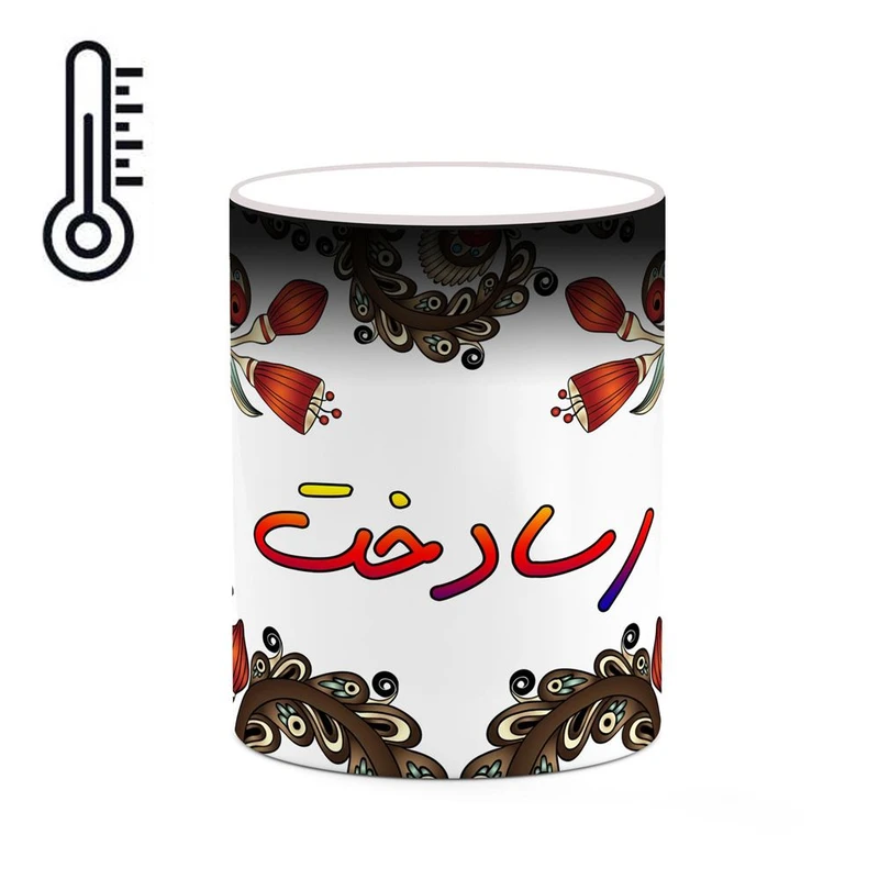ماگ حرارتی کاکتی مدل اسم رسادخت طرح سنتی گل و بته کد mgh45235