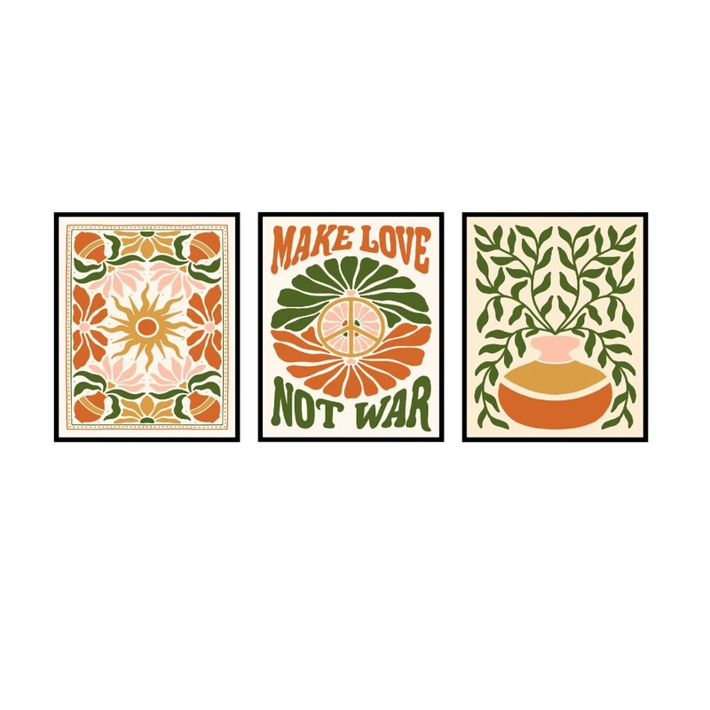 پوستر مدل عشق بساز، جنگ نکن مجموعه 3 عددی