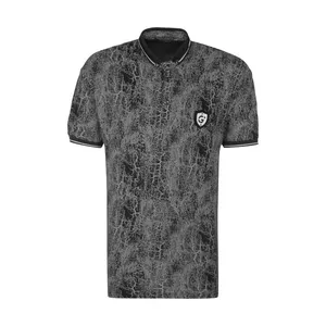 پولوشرت آستین کوتاه مردانه مدل هاوایی خطی کد B369 رنگ مشکی