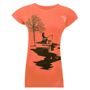 تی شرت آستین کوتاه زنانه مدل نخی ویسکوز چاپی نگینی دختر ماهیگیر و ماه کد tm-2160