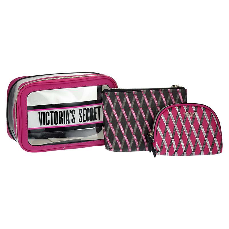 کیف لوازم آرایش زنانه ویکتوریا سکرت مدل LOVE کد 01 مجموعه 3 عددی