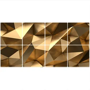 تایل سقفی طرح پارامتریک طلائی کد  1355-8 سایز 60x60 سانتی متر مجموعه 8عددی