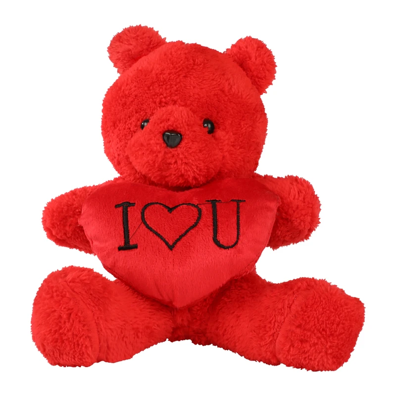 عروسک مدل خرس پولیشی قلب دار نشسته ارتفاع 22 سانتی متر