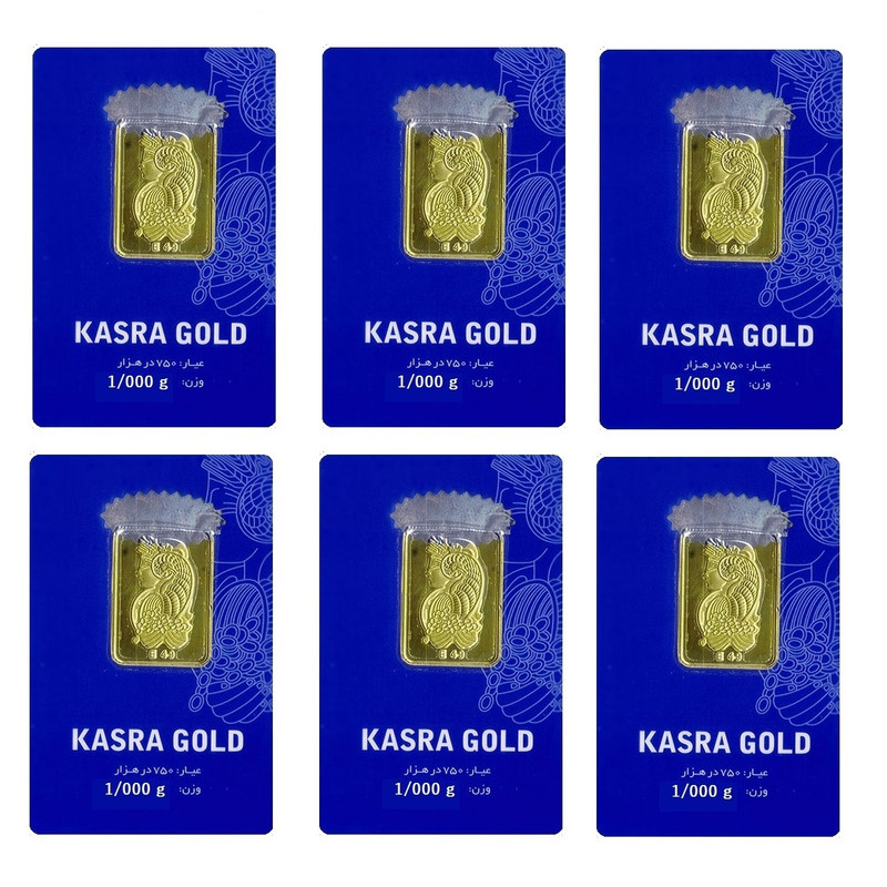 شمش طلا 18 عیار گالری طلای نجفپور مدل K-7.200  بسته شش عددی