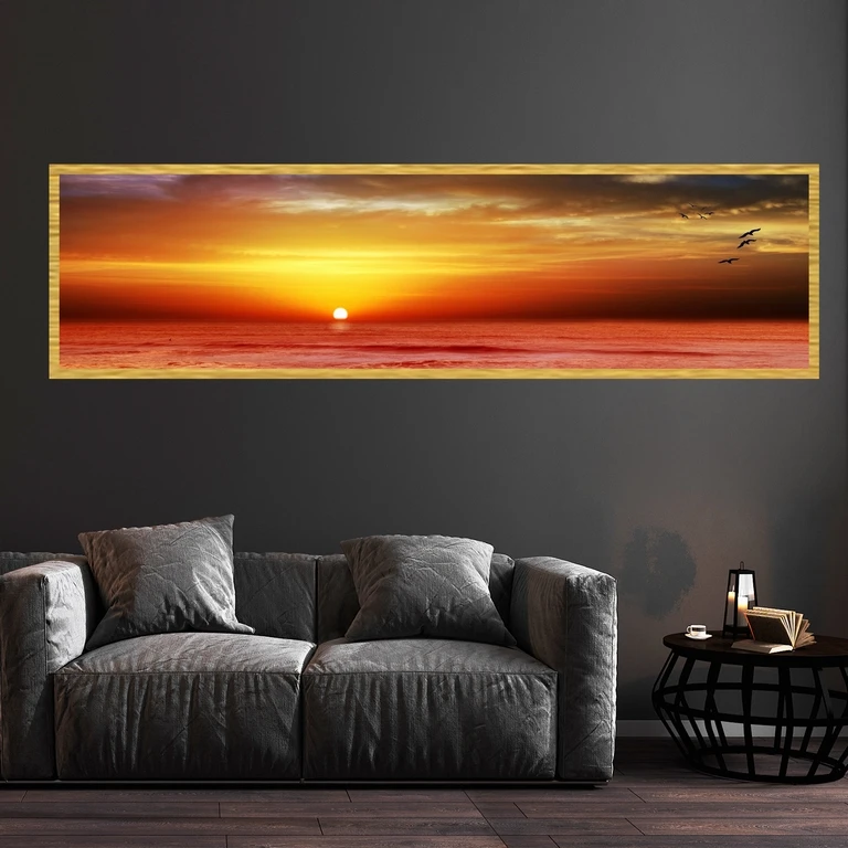 تابلو بکلیت طرح منظره غروب آفتاب مدل کشیده T-7541