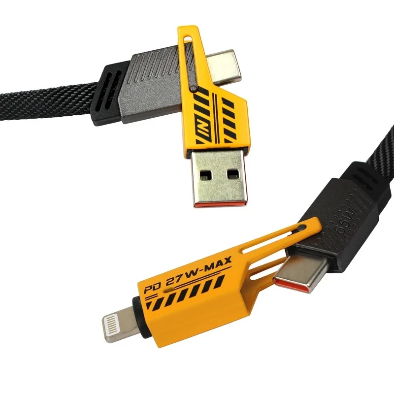 کابل تبدیل USB/USB-C به لایتنینگ/USB-C الدنیو مدل 4in1 طول 1 متر