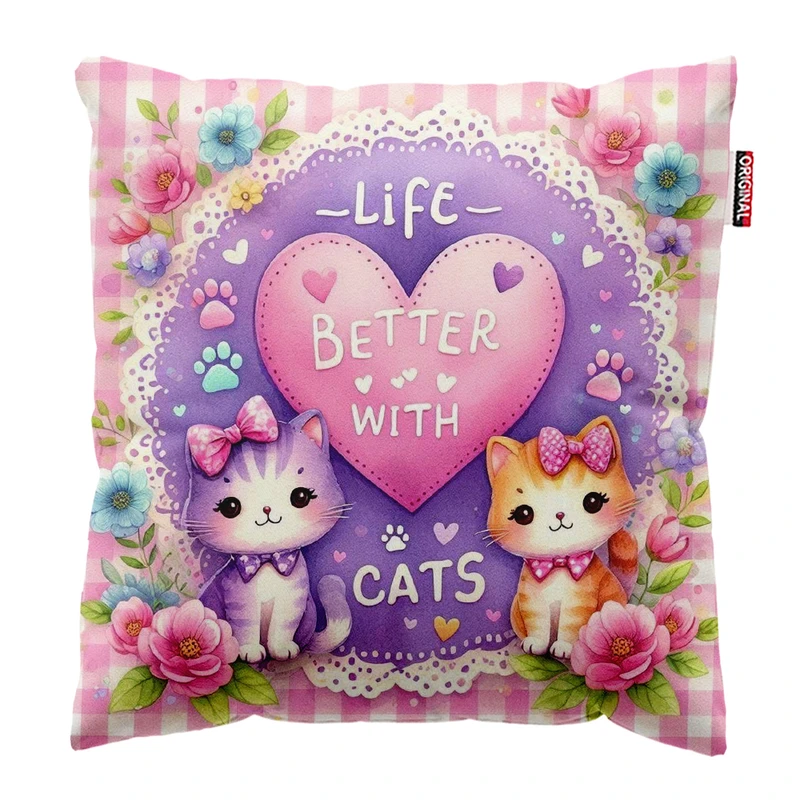 کوسن پاد آفرین مدل گربه کیوت بامزه فانتزی کد PK301961 سایز 30*30 سانتی متر