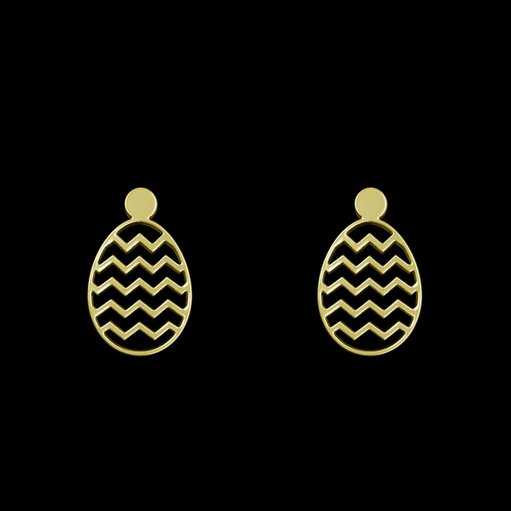 گوشواره طلا 18 عیار زنانه مدوپد مدل تخم مرغ طرح زیگزاگ کد GA1-10364