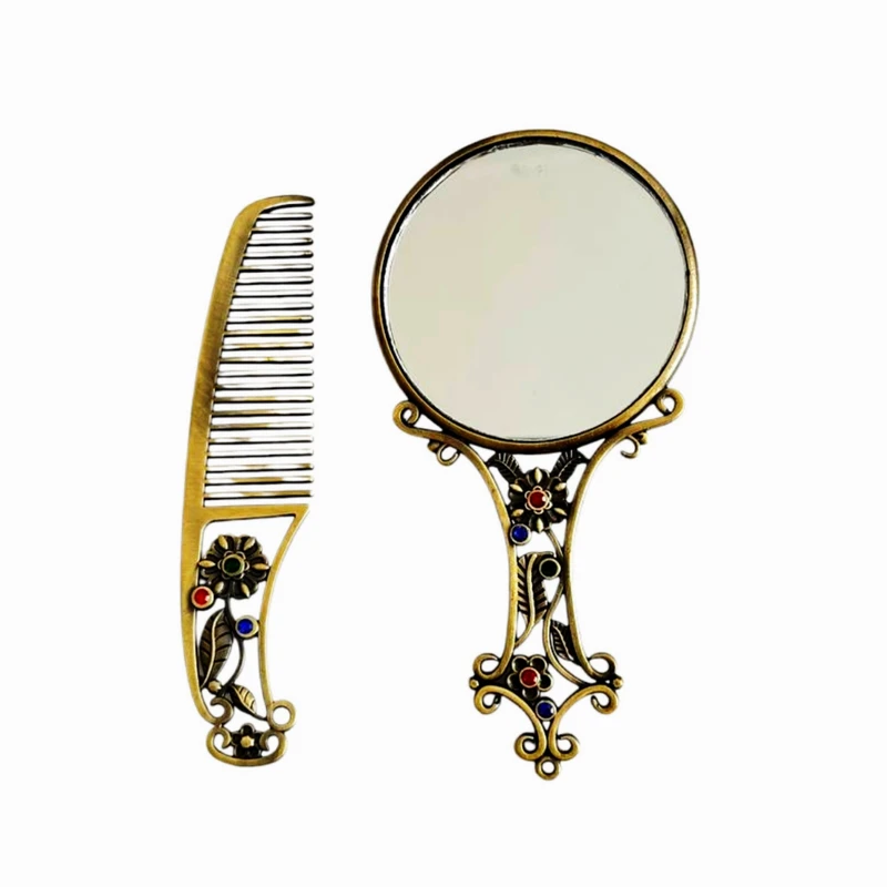 ست آینه و شانه مو مدل بی ام طرح گل