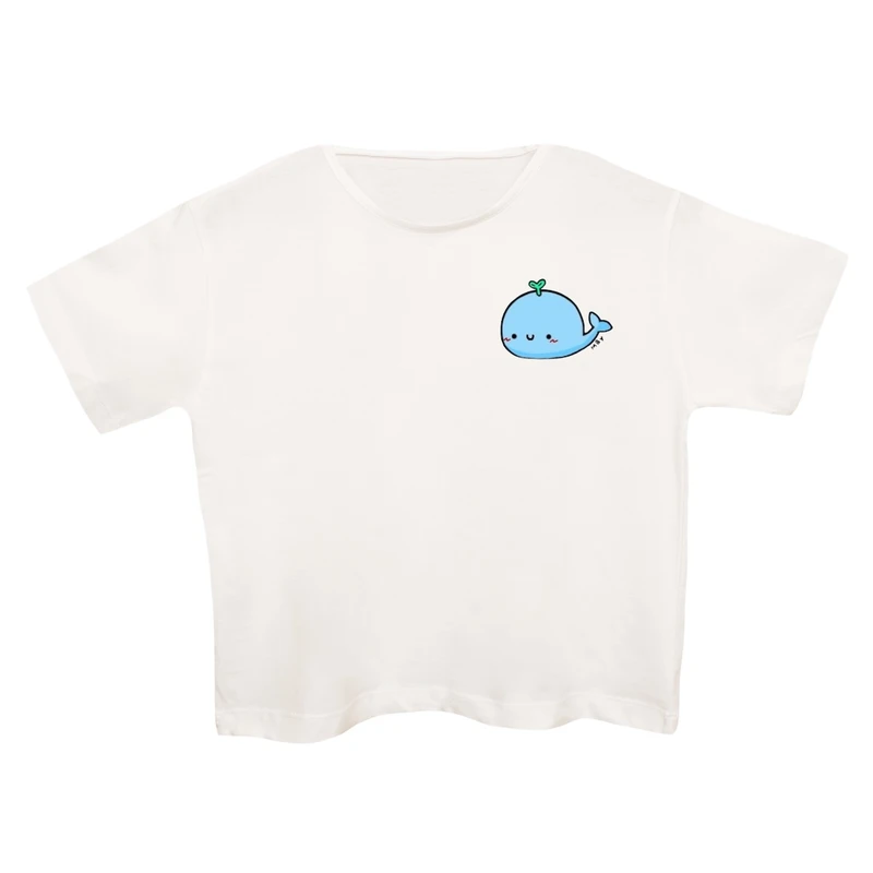 کراپ‌تی شرت آستین کوتاه زنانه مدل نهنگ کد 5