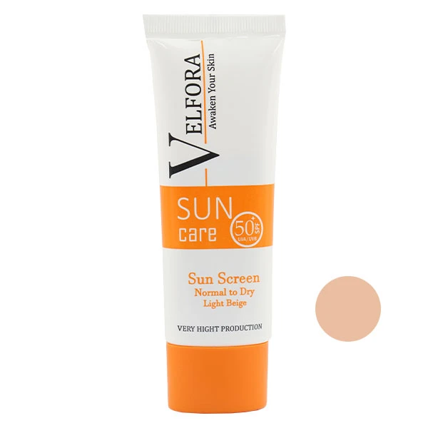 کرم ضد آفتاب رنگی ولفرا spf50 مدل 03 مناسب پوست خشک و معمولی حجم 40 میلی لیتر