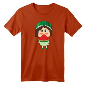 تی شرت آستین کوتاه بچگانه مدل دخترک یلدایی کد  9 رنگ آجری