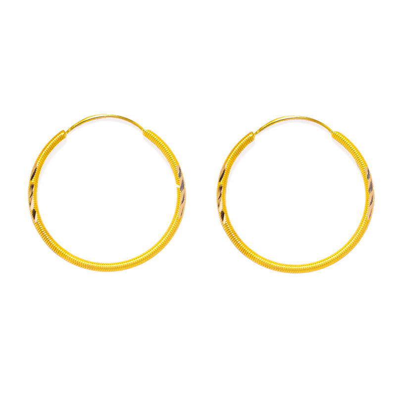 گوشواره طلا کم اجرت 18 عیار زنانه زرالتون مدل حلقه ای بحرینی کد M