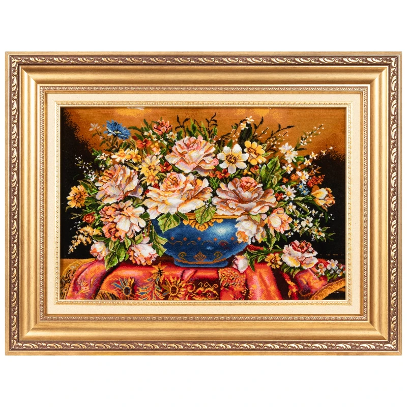 تابلو فرش دستباف سی پرشیا طرح گل در گلدان کد 904172