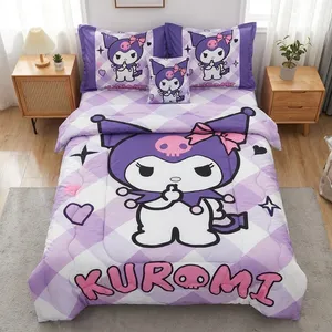 سرویس خواب مدل کرومی kuromi کد 08 یک نفره 5 تکه