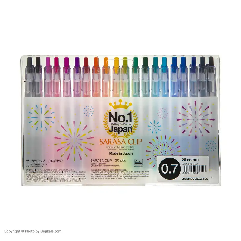 روان نویس 20 رنگ زبرا مدل Sarasa Clip
