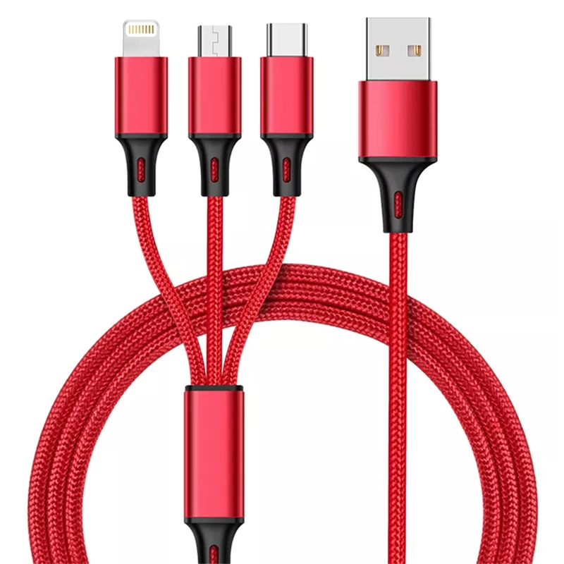 کابل تبدیل USB به لایتنینگ/microUSB/USB-C مدل 001 طول یک 1.1 متر