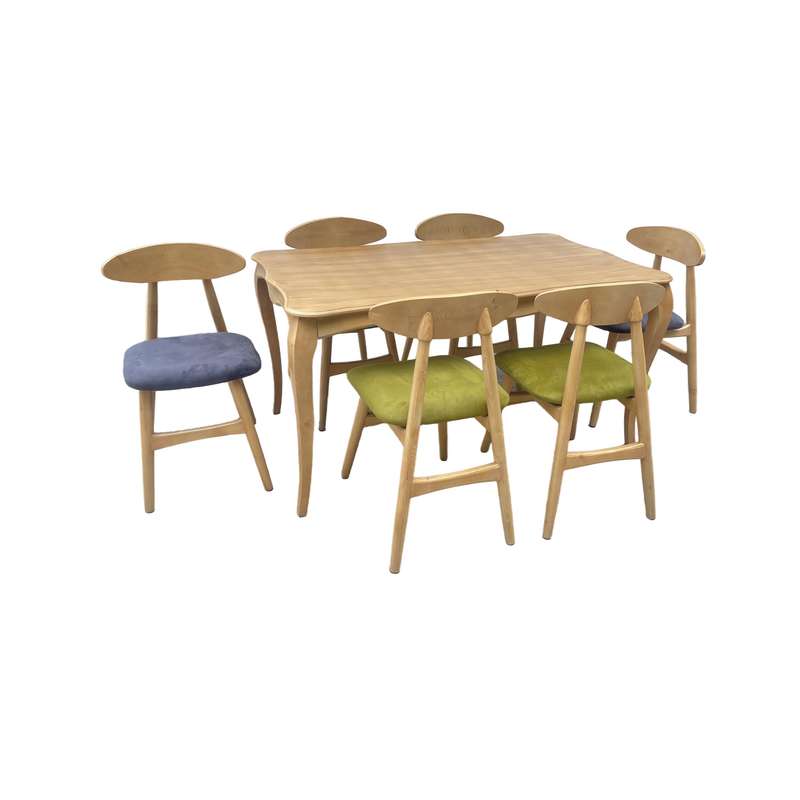 میز و صندلی ناهارخوری 6 نفره گالری چوب آشنایی مدل Khod-Van-Mah6 میز و صندلی ناهارخوری 6 نفره گالری چوب آشنایی مدل Khod-Van-Mah6