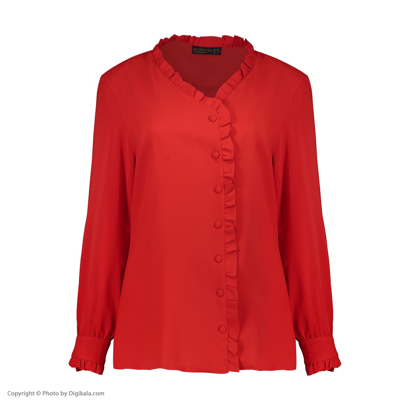 شومیز آستین بلند زنانه برنس مدل دانژه رنگ قرمز - - 2