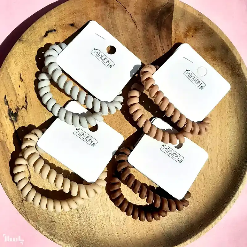 کش مو زنانه مدل سیم تلفنی مات شمعی کد brg 1001 بسته 2 عددی